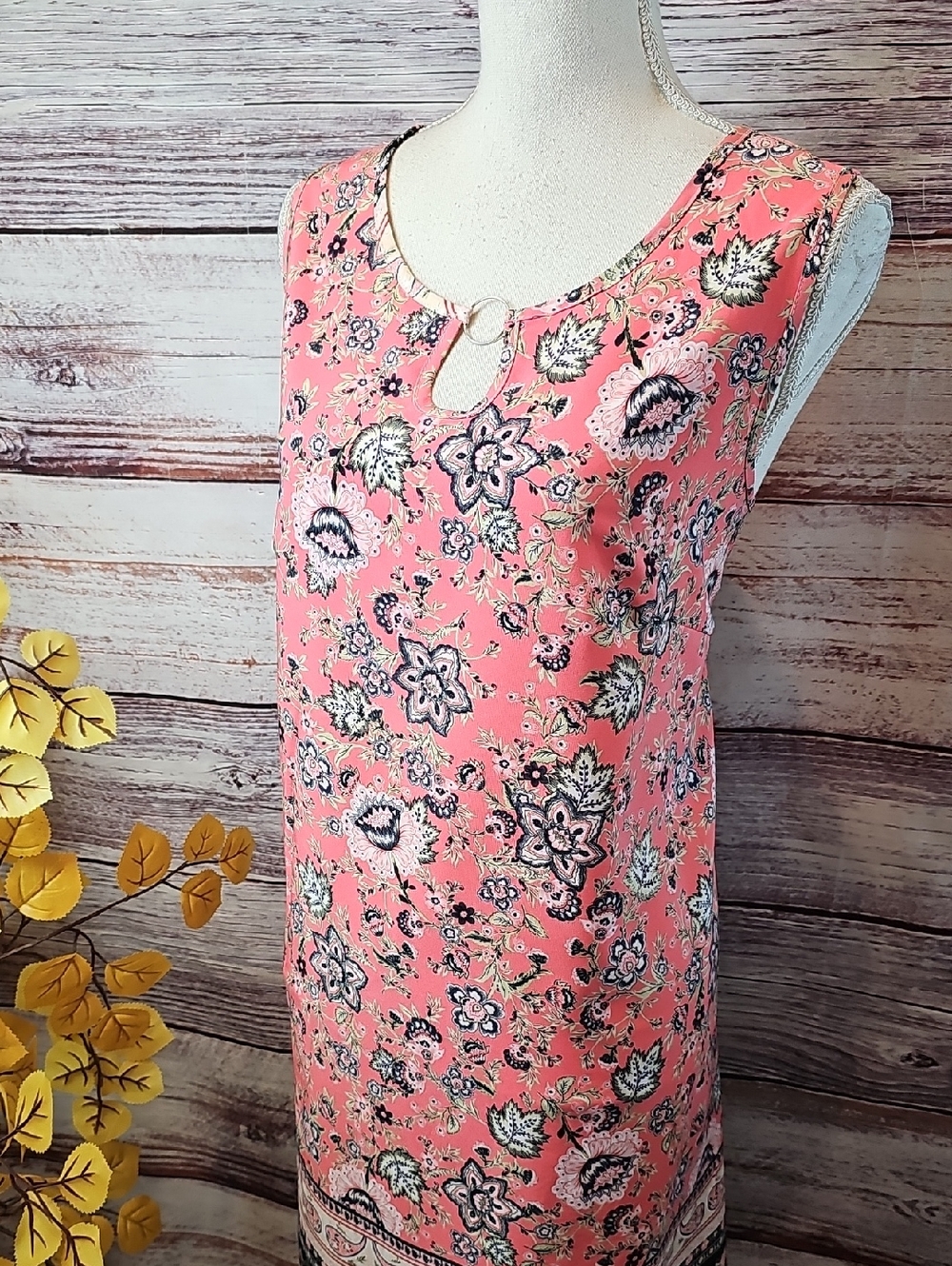 NEW SHEIN ORANGE PAISLEY SLEEVELESS PULLOVER MIDI-DRESS